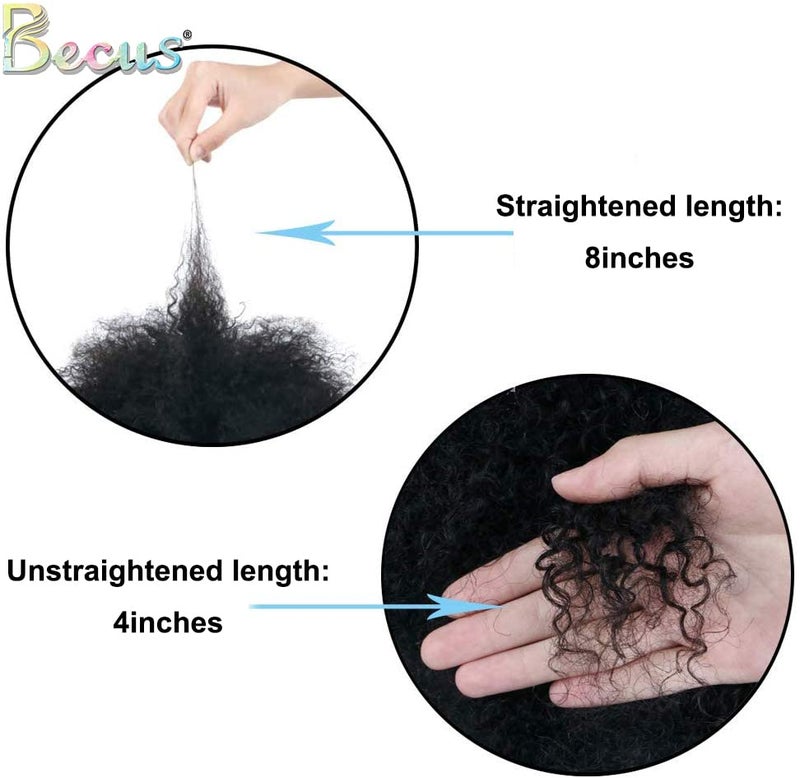 BECUS Afro Curly Wigs for Black Women Heat Resistant Brazilian Remy Human Hair Wigs(8 inches Natural Spiral Black #1B) - Image 5